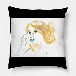 Girl With A Messy Bun - Beige Palette Pillow