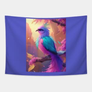 Colourful japanese bird on cherry blossom tree Tapestry