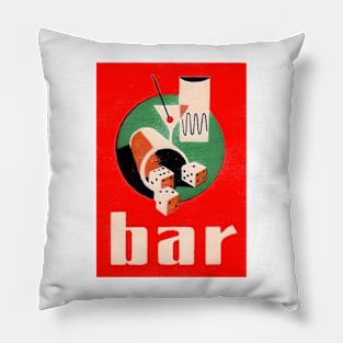 Bar Sign - Cocktail Martini & Dice 1950s Pillow