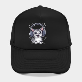 cat with headphones Hat