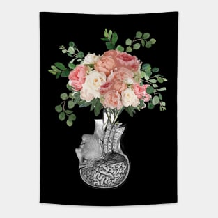 Brain human anatomy,Floral, apricot roses, mental Tapestry
