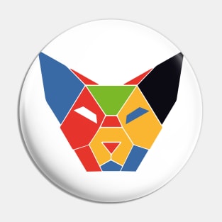 Geometric Abstract Cat Colorful and Retro Design Colorful Abstract Cat Elegance Pin