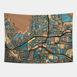 El Paso Map Pattern in Mid Century Pastel Tapestry