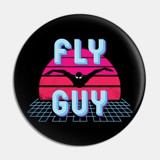 80s Fly Guy Butterfly Swimmer Retro Swim Team Pin