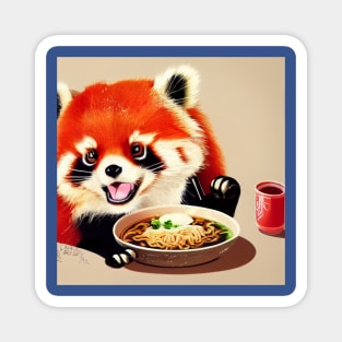 Kawaii Red Panda Eating Ramen Magnet