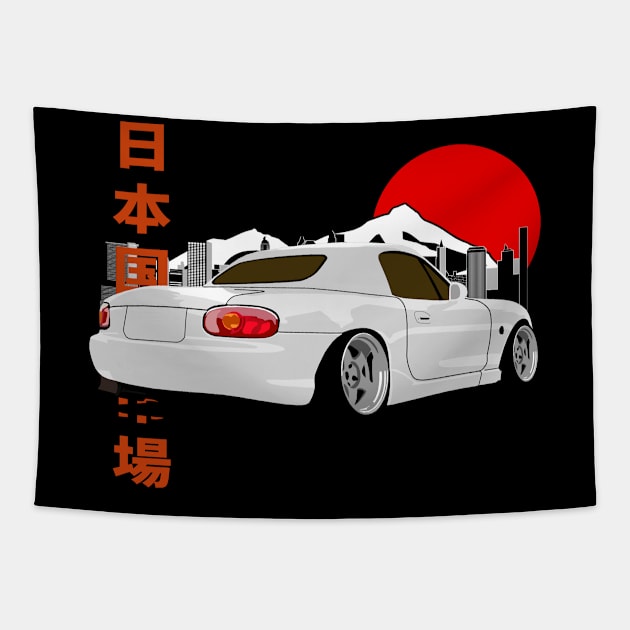 Miata Japanese Retro Style Tapestry by Rebellion Store