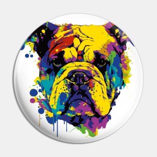 Colorful bulldog face art Pin