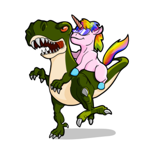 Unicorn Riding Dinosaur T-Shirt T-Rex Dinosaur Unicorn Gifts - Unicorn Riding - Kids T-Shirt