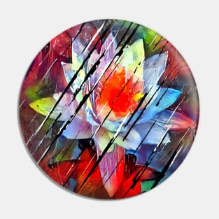Water Lily. Colorful Grunge Collection Pin