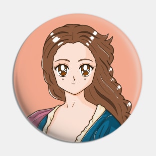 Cute Katherine Hall Portrait 90's Anime Style Pin