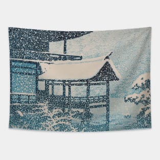 Kinkaku-ji in Snow by  Kawase Hasui Tapestry