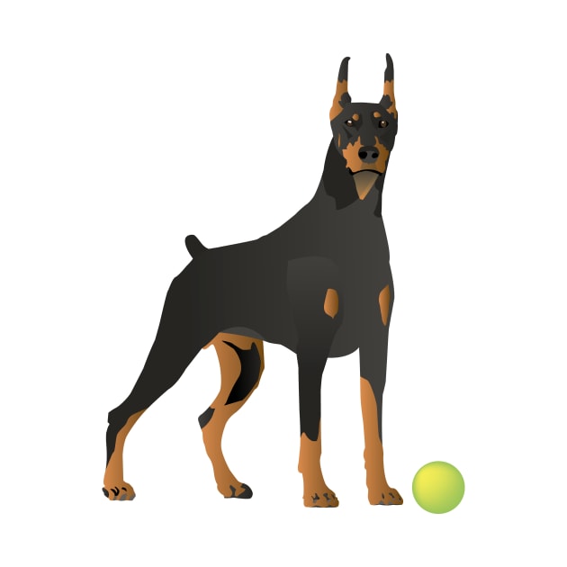 Doberman Dog with a Green Ball by NorseTech