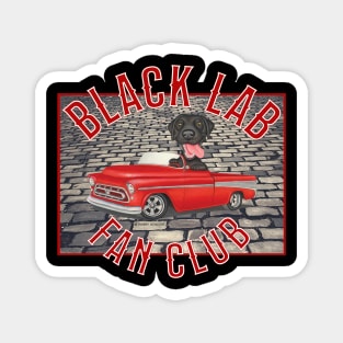 Cute Funny Black Lab in Vintage Red Pickup Truck Magnet