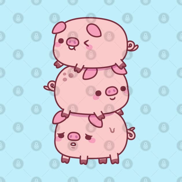 Cute Three Little Pigs Stacked Together Funny by rustydoodle