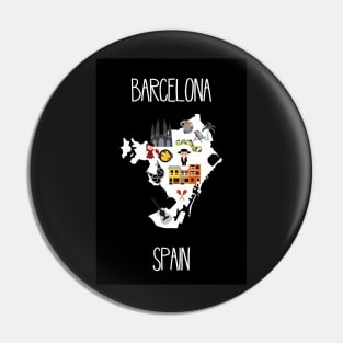 Barcelona Map, Spain, Travel poster Pin