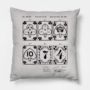 Vintage 1877 Playing Cards Patent Prints Pillow