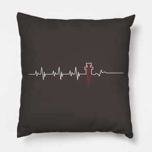 Heartbeat Heart Monitor - Flatline - Myocarditis Awareness - Red Syringe Pillow