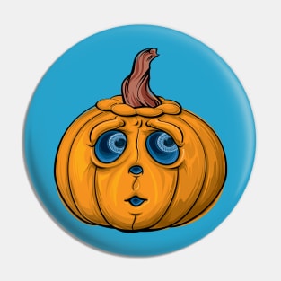 Scared Orange Pumpkin Pin