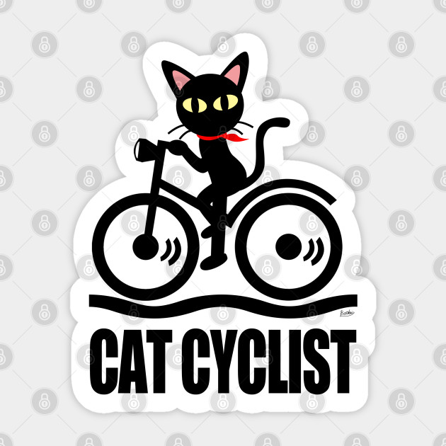 Cat Cyclist - Cute - Sticker