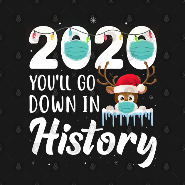 Funny 2020 You'll Go Down In History Christmas Reindeer Mask by GreatDesignsShop