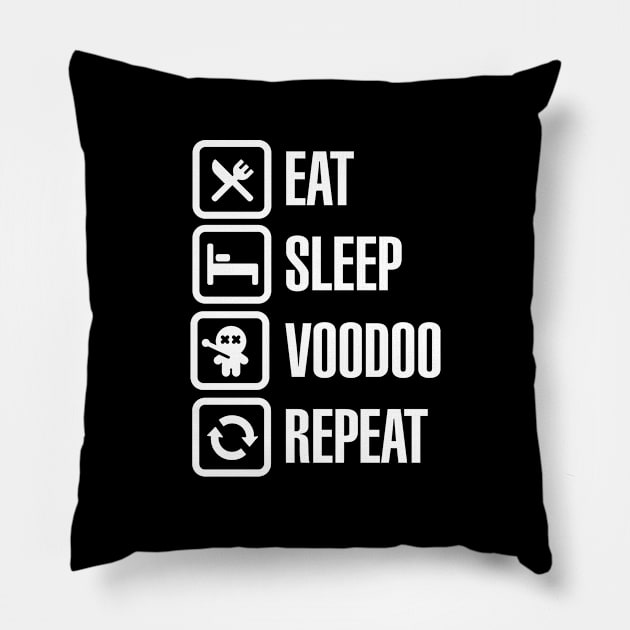 Eat sleep voodoo repeat black magic voodoo doll (white) Pillow by LaundryFactory