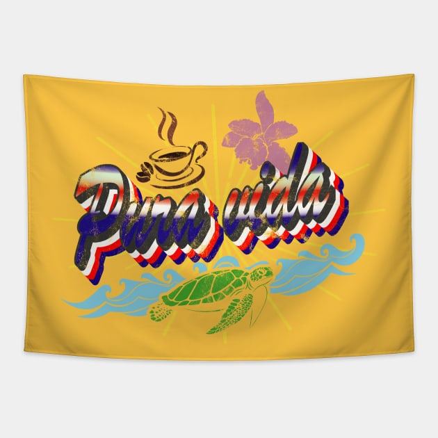 Costa Rica pura vida vintage Tapestry by Tosky