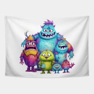 Watercolor Monster Family #1 Tapestry