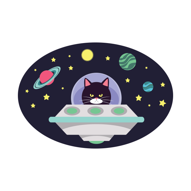 Grumpy UFO Space Invader Cat by KittenMe Designs