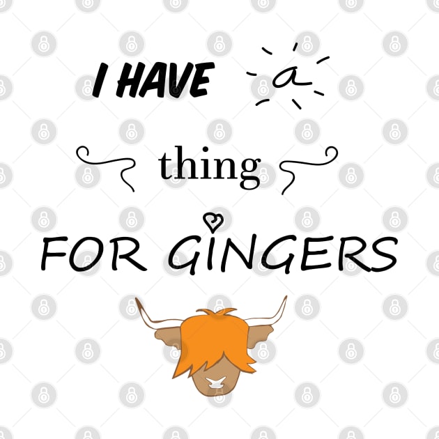 Ginger scottish highland cow - I have a thing for gingers-  scottish gift by ayelandco