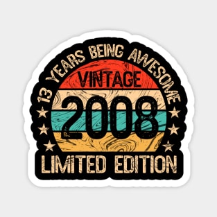 13 Years Old Vintage Made / Born In 2008 13th Birthday Limited Edition Magnet