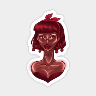 Cherry Lady Black Pin Up Girl Magnet