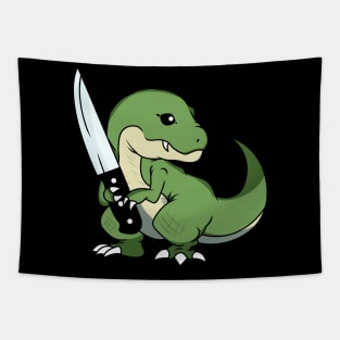 Dinosaur Tirex with knife! Tapestry