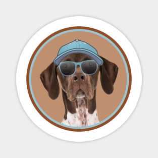 Cool German Shorthaired Pointer in cap and sunglasses! Especially for GSP owners! Magnet