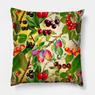 Exotic tropical floral leaves and fruits floral illustration, botanical pattern, tropical plants, yellow fruit pattern over a Pillow