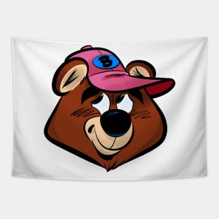 Bashful Bear (Pink cap) Tapestry