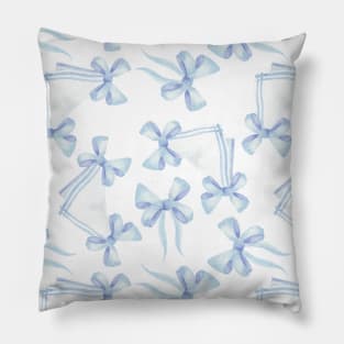 Blue Ribbons and Bows Pattern Pillow