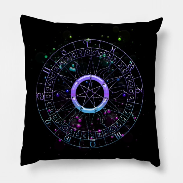 Astrology wheel (I) Pillow by Sinmara