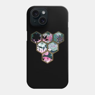 Japanese Geometrical Streetwear Design Floral Cherry Blossom Retro Art Earth Colours 585 Phone Case