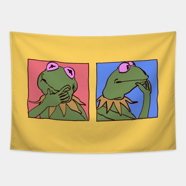 kermit the frog thinking inside the box / the muppets meme Tapestry by mudwizard