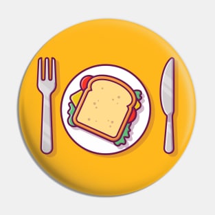 Sandwich Breakfast On Plate with Knife And Fork Pin