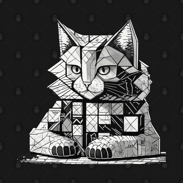 Cat Made of Blocks by FehuMarcinArt