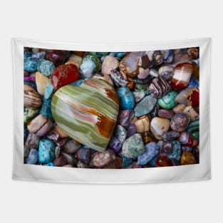 Green And Brown Stone Heart Tapestry