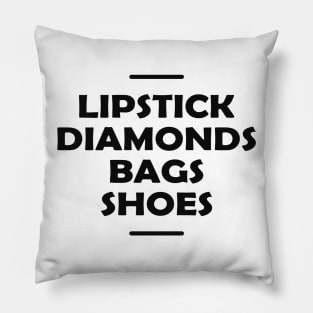 Lipstick diamonds bags shoes Pillow