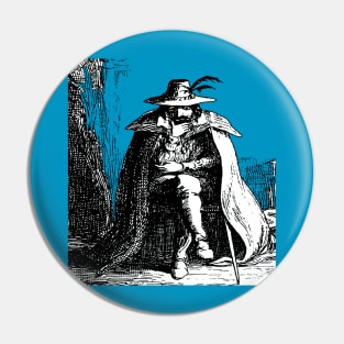 Guy Fawkes Black and White Vector Art Pin