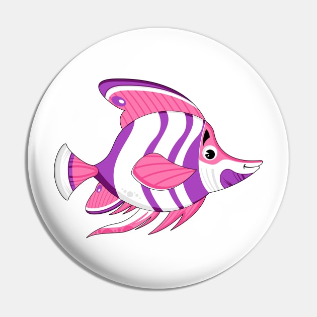 Cute Cartoon Tropical Fish Pin by markmurphycreative