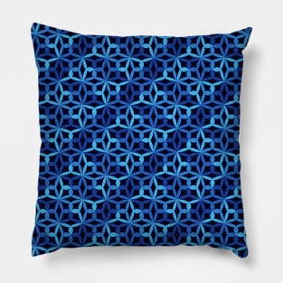 Geometric Flower Petal Pattern (Blue Shades) Pillow