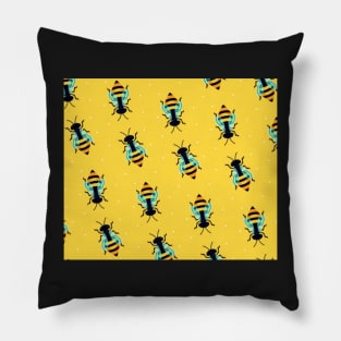 Cute Honeybee Yellow Aqua Bee Pattern Nature Lover Throw Pillow Mug Gifts Pillow