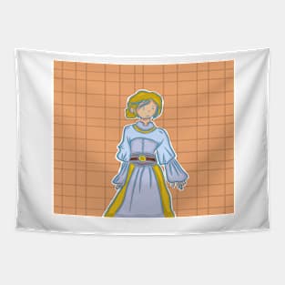 Dress design girl with orange background. Tapestry