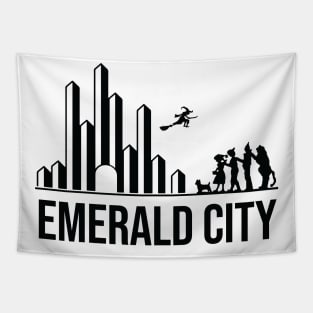 The Wizard of Oz Characters Emerald City Skyline Silouettes Tapestry