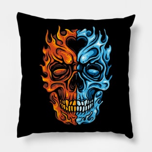 Water Fire Skull Pillow